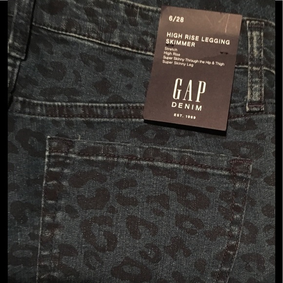 GAP HIGH RISE ANIMAL PRINT LEGGING SKIMMER JEANS - Picture 5 of 6